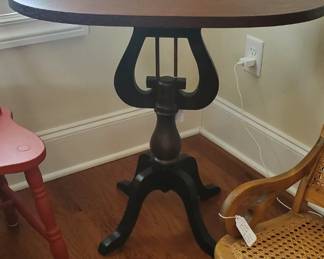Harp Base Side table. Dark wood. Solid.