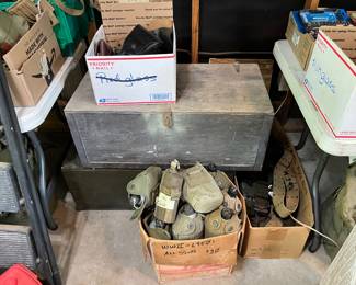 Military trunk and canteens