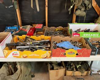 Some of the many boxes of tools