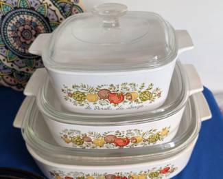 3 Corning Ware Spice of Life Casserole Dishes
