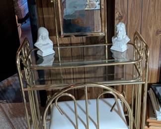 Glass Top Vanity Table with cushioned seat