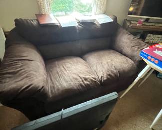 Suede loveseat