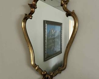 Home interior gold framed mirror