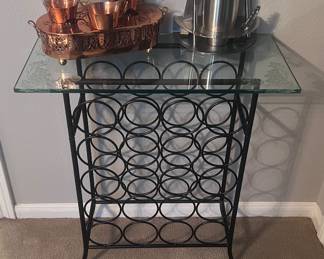 Iron wine rack w/glass top !