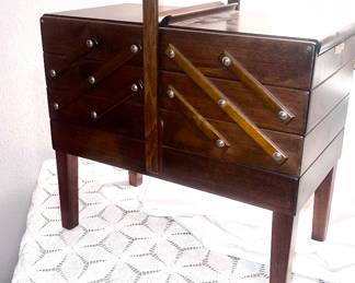 Tall vintage sewing box