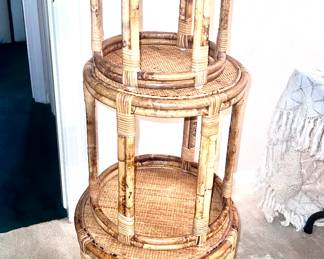 Wicker and Bamboo nesting tables 