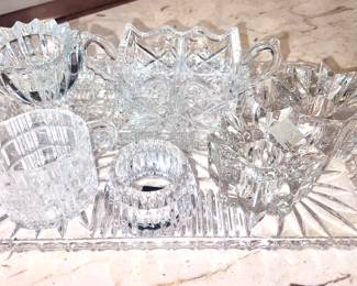Crystal Candle Holders and serving pieces 