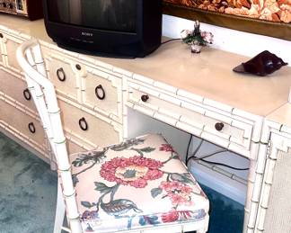 Vtg. Bamboo Desk w/ chair