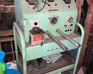 Allen machine generator tester. Old mechanic shop plugs into old vehicles for diagnostics. originated in Walnut Grove. Very heavy. Bring loading help. 