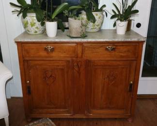 Marble Top Cabinet (plants not for sale)