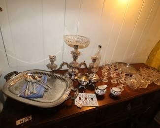 Silverplate and other vintage Glass