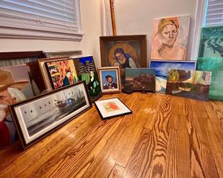 Large collection of oil, acrylic and watercolors 1800-1900s 