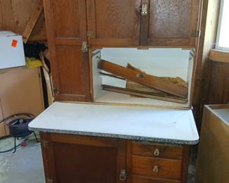 Sellers Beautiful Porcelain Hoosier Cabinet. "Indiana"