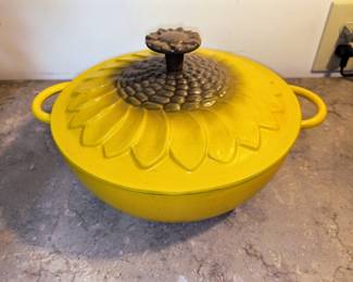 Sunflower cast iron lidded pot
