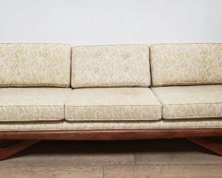 Adrian Pearsall style mid century modern walnut sofa