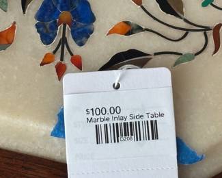 Marble Inlay Side Table 