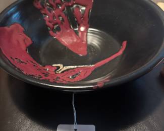 Hand Thrown Black & Red Bowl