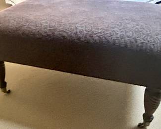 Vintage Upholstered Bench 36” x 24” x 18 h with barley twist wood legs w/ wheels $115