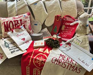 Pottery Barn Christmas stockings
Burlap holiday bags