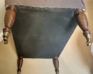 Vintage Upholstered Bench 36” x 24” x 18 h with barley twist wood legs w/ wheels $115