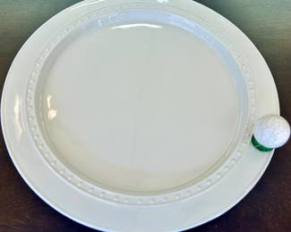Nora Fleming: 
*Pearl Dot 15” Round Serving Platter w/ JK Adams Cutting Board; no mini $240;
Golf ball finial $10
