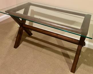 Pottery Barn glass top wood framed Desk 52”w x 27d x 31”h $250