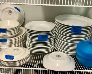*Palm Dinner plates & bowls $10ea *Stonehenge white midwinter - Dinner Plates $5ea, lunch $3ea, bowls $4ea