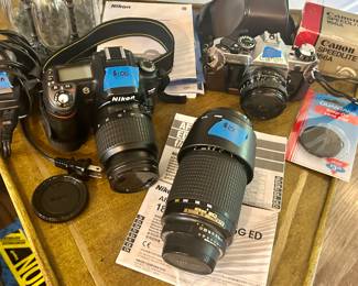 Nikon & cannon 35mm cameras & lenses