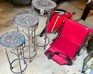 3 stack iron tables $24
2 Fold bleacher seat chairs $25ea
