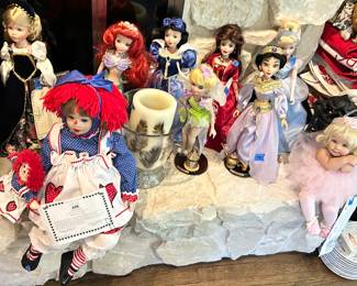 Disney Princesses dolls  $18ea 
Danbury Mint Porcelain Storybook Collector Dolls $20-$95ea