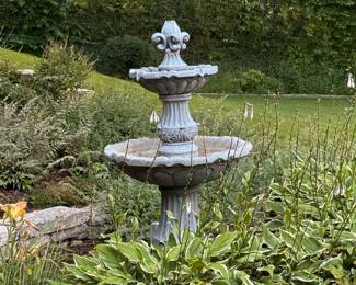 outdoor garden fountain, 3-tier water fountain, landscape decor, patio centerpiece, vintage garden fountain.
