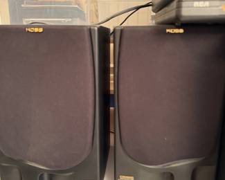 Koss speakers, vintage stereo system, retro home audio, collectible speakers, 1980s/1990s stereo equipment, hi-fi sound.
