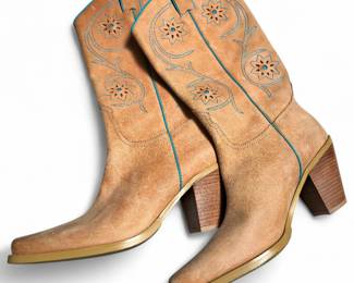 Franco Sarto Tulsa Tan Leather Cowboy Boots, Size 7.5M