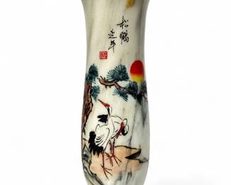 Vintage Chinese Crane Marble Vase