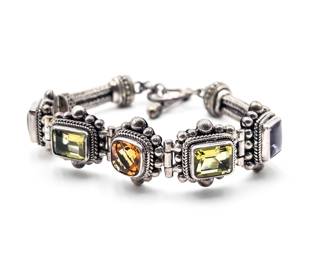 Multicolor Amethyst, Peridot, & Topaz Silver Bracelet