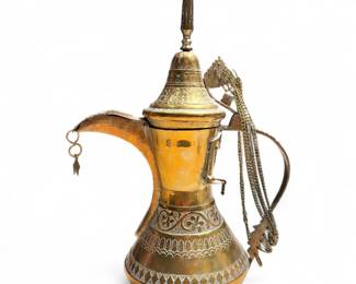Engraved Brass Middle Eastern Bedouin Dallah Coffee Pot