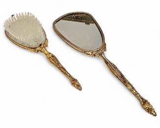 1940s Stylebuilt 24K Gold Plated Vanity Set w/ Tissue Box