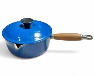 Vintage Le Creuset Azure Blue Enamel Saucepan