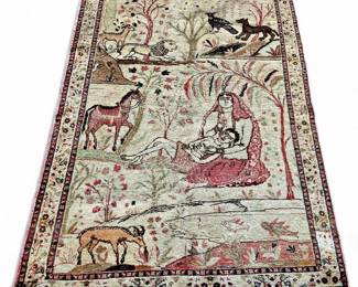 Hand-Knotted Turkish Pictorial Rug