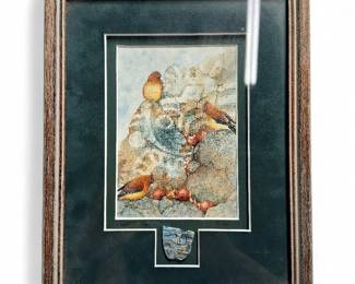 Carol M. Kortnik Lithograph, Birds Among Rocks, 9/100