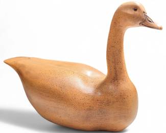 Handcrafted Wooden Decoy Duck Sculpture