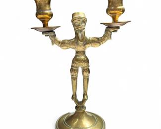 19th Century Russian Brass Cossack Candlestick