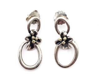 Ann King Sterling Silver & 18K Gold Orchid Earrings