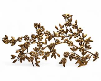 Large Gilt Metal Wall Art Featuring Butterflies & Flowers