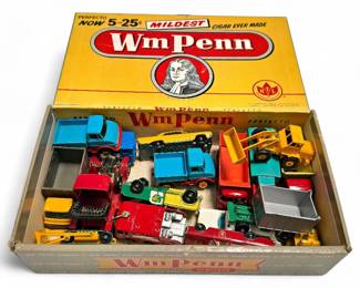 Matchbox Toy Cars in 1950s William Penn Cigar Box