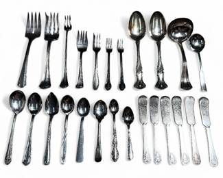 Silver Plate & Stainless Steel Flatware, 25 Pieces