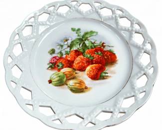 Bavarian Porcelain Plate w/ Lattice Rim