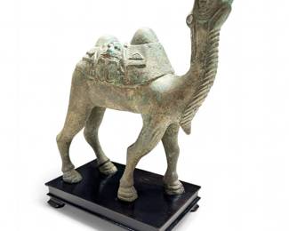 Cast Bronze Tang Dynasty-Style Camel Figurine
