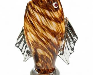 Hand-Blown Murano-Style Fish Vase