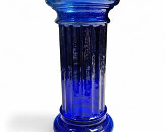 Pilgrim Glass Cobalt Doric Column Pedestal, 1980s